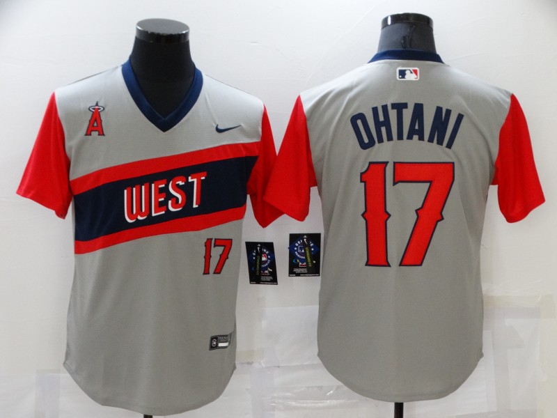 Men Los Angeles Angels 17 Ohtani Grey nickname 2021 Nike MLB Jersey